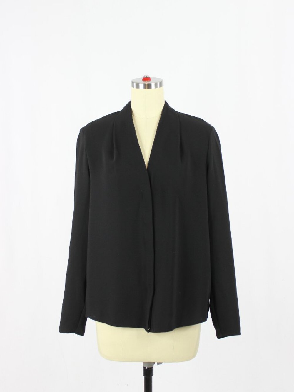Aritzia BABATON Power Black Matte Satin Button Down Shirt Blouse, Size S